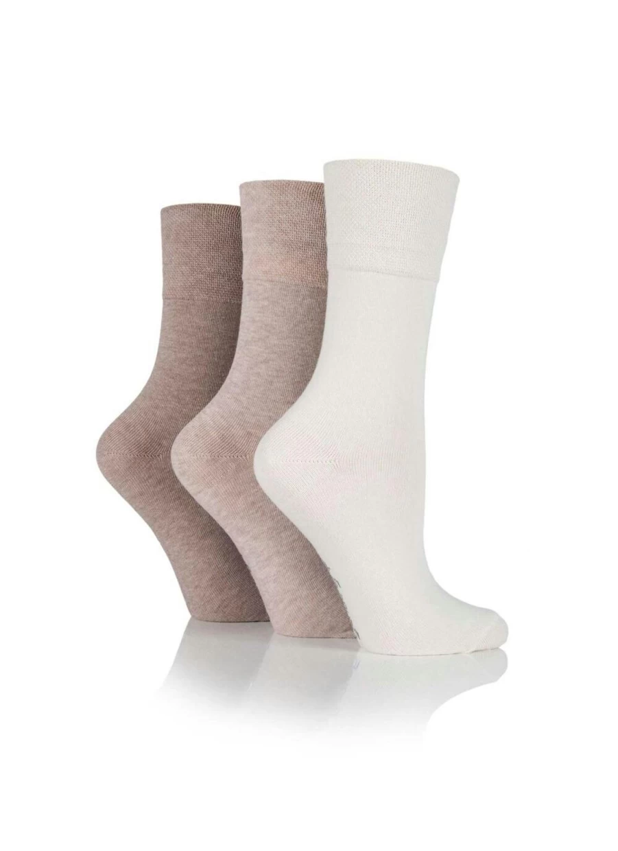 "Gentle Grip Women's 3 Pack Diabetic Socks - Brown Comfort Non-Binding Footwear"