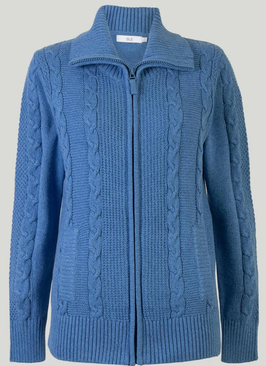 "Isle Women's Cotton Collared Cardigan - Soft Knit Sweater for Casual Wear"