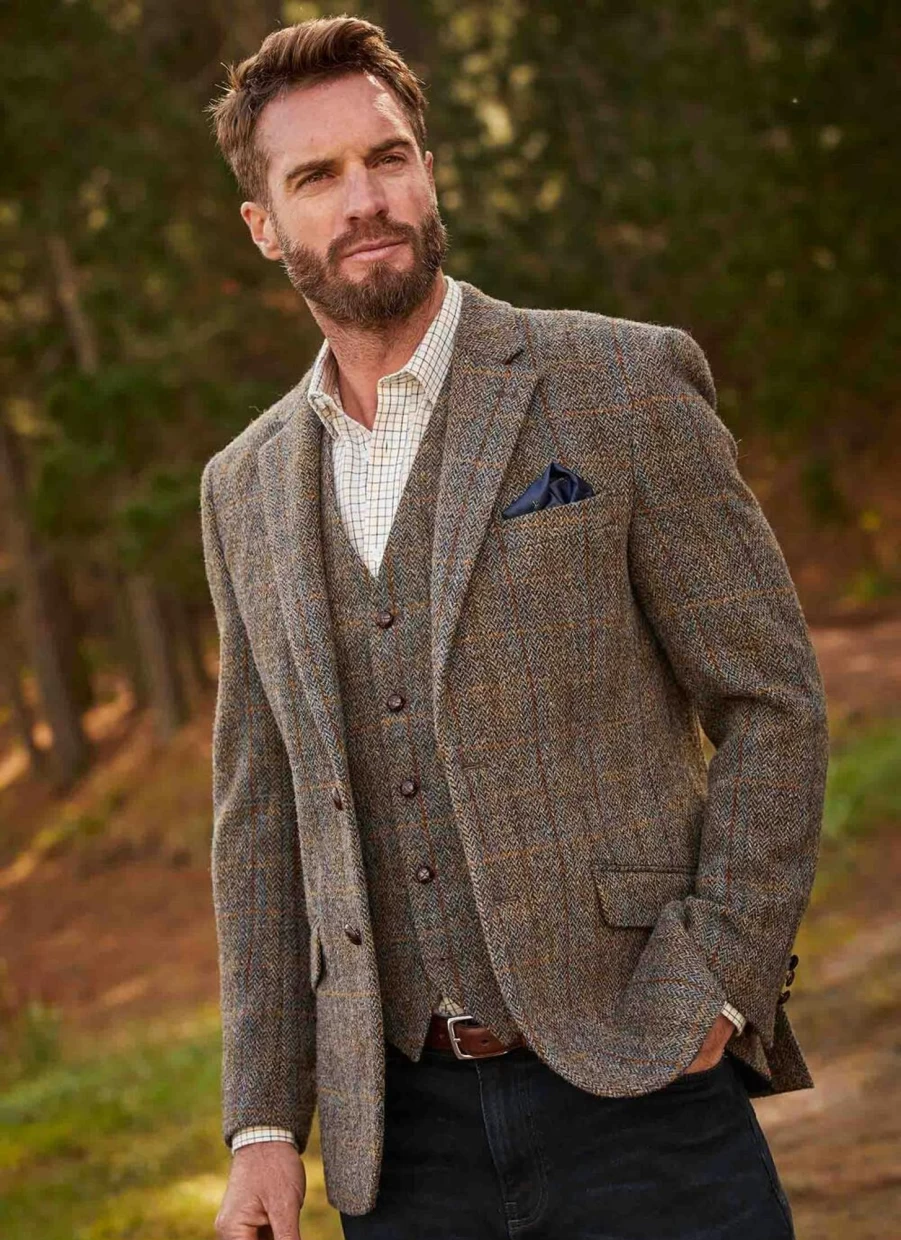 Harris Tweed Men's Bute Jacket - Classic Wool Blazer for Gentlemen