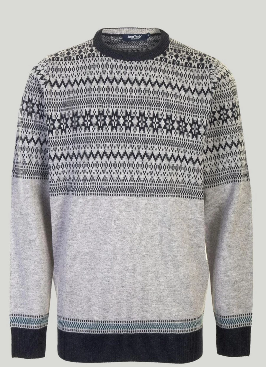 James Pringle Men's Machine Washable Lambswool Fairisle Jumper - Premium Knit Sweater for Men