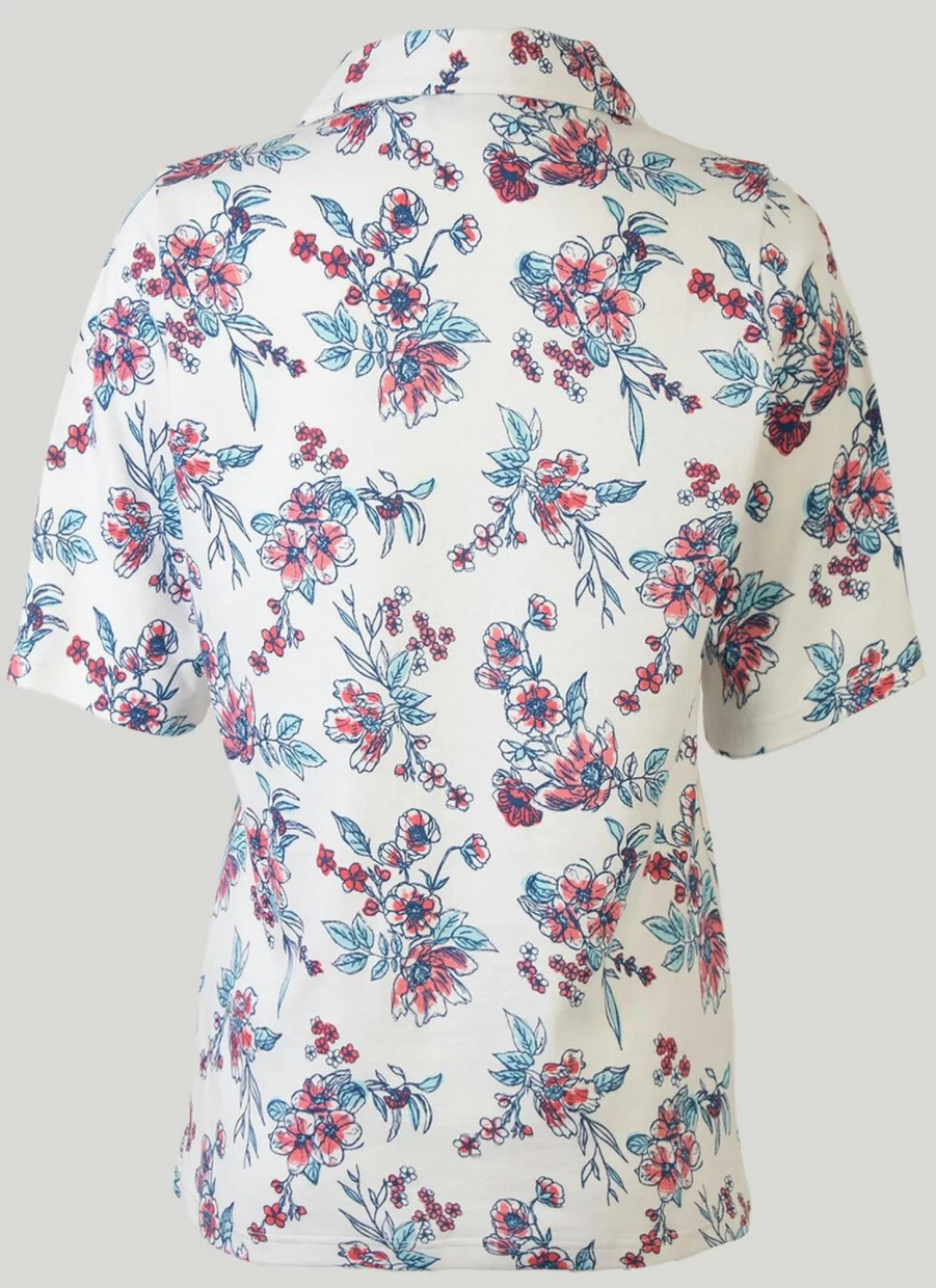 Isle Women's Printed Polo Shirt - Stylish Casual Comfort Fit Top