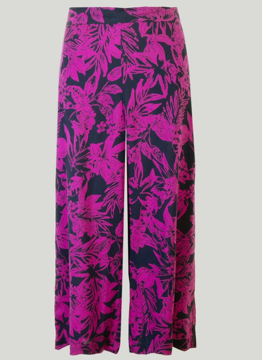 Isle Women's Purple Wide Leg Printed Trousers - Floral Boho High Waist Palazzo Pants
