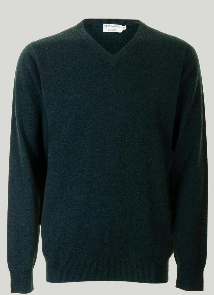 Gleneagles Men's Premium Cashmere V-Neck Jumper - Soft Luxury Knitwear for Gentlemen