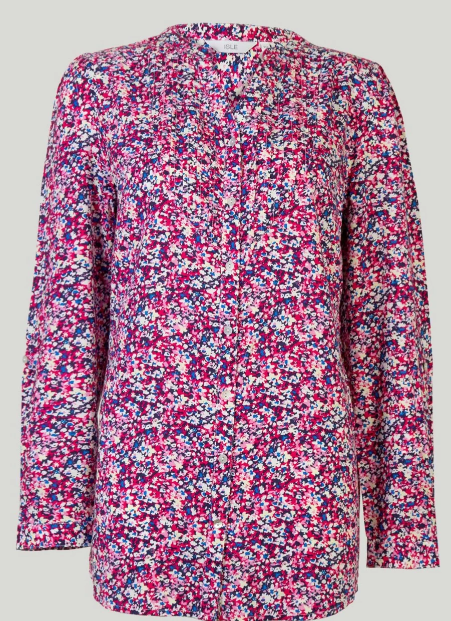"Isle Women's Floral Ditsy Print Blouse - Stylish Casual Tops"