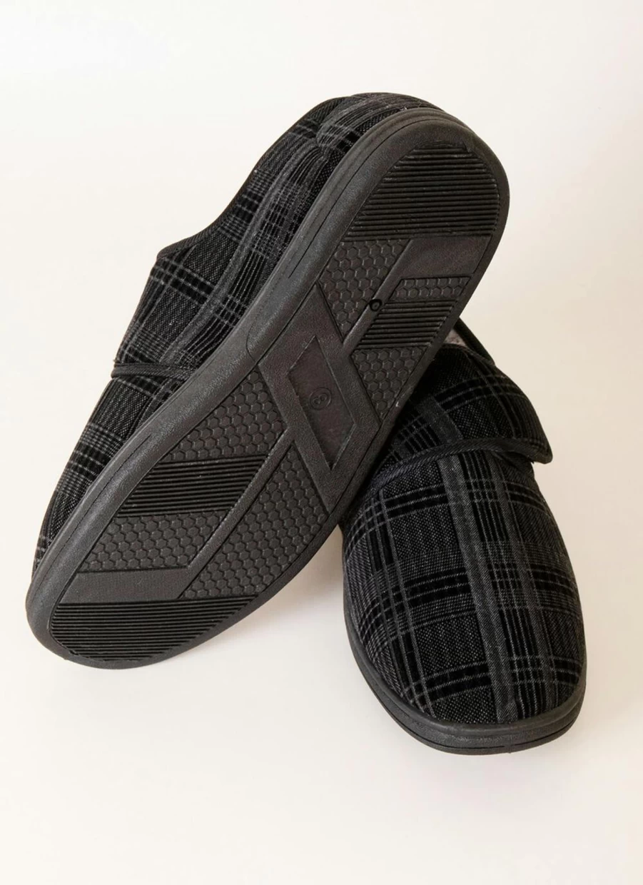 James Pringle Men's Check Velcro Slippers - Comfortable & Stylish Footwear