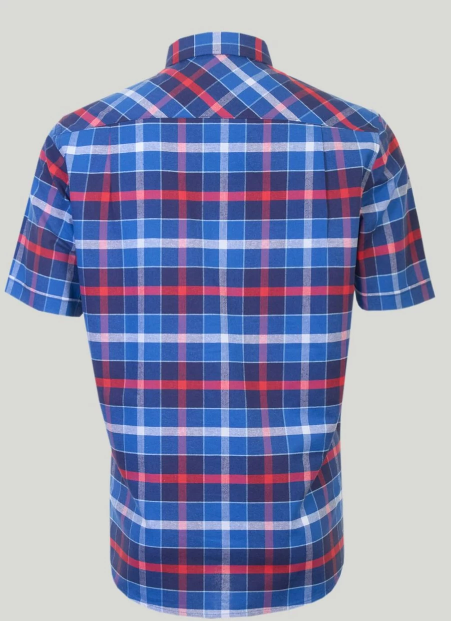 Men's James Pringle Short Sleeve Oxford Check Shirt - Classic Plaid Casual Button Down Shirt for Men