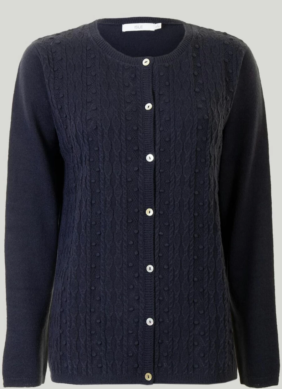 "Isle Women's Pointelle Knit Cardigan - Soft Lace Open Front Sweater"