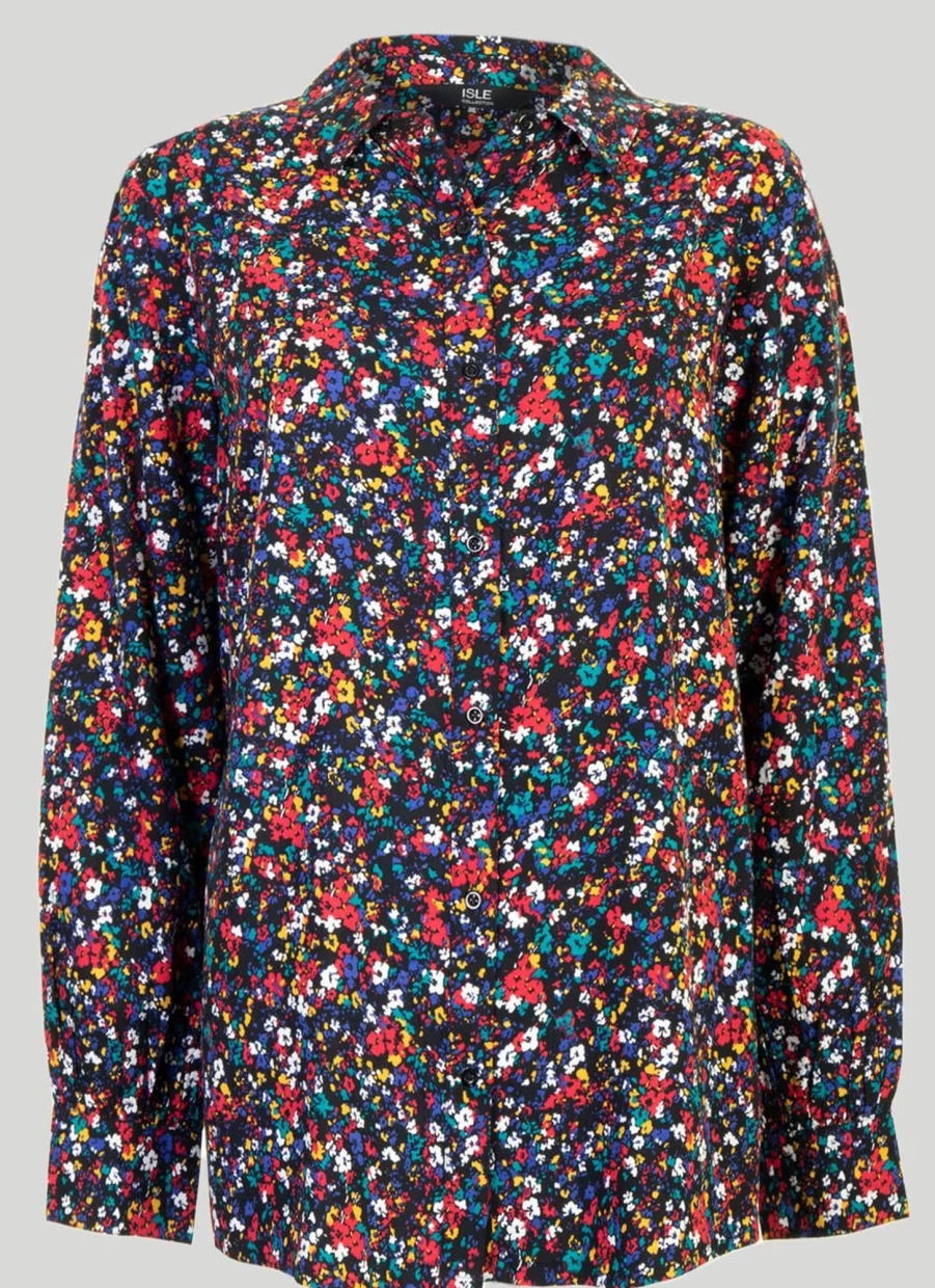 "Isle Women's Stylish Multi Printed Blouse - Trendy Floral & Geometric Design Top"