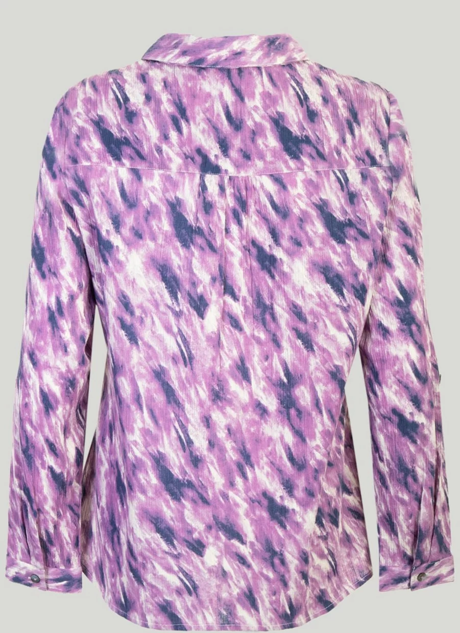 Isle Women's Lavender Floral Printed Blouse - Elegant Flowy Top for Casual Wear