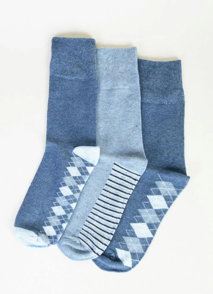 Isle Women's 3 Pack Comfortable Blue Casual Socks - Soft Breathable Everyday Wear