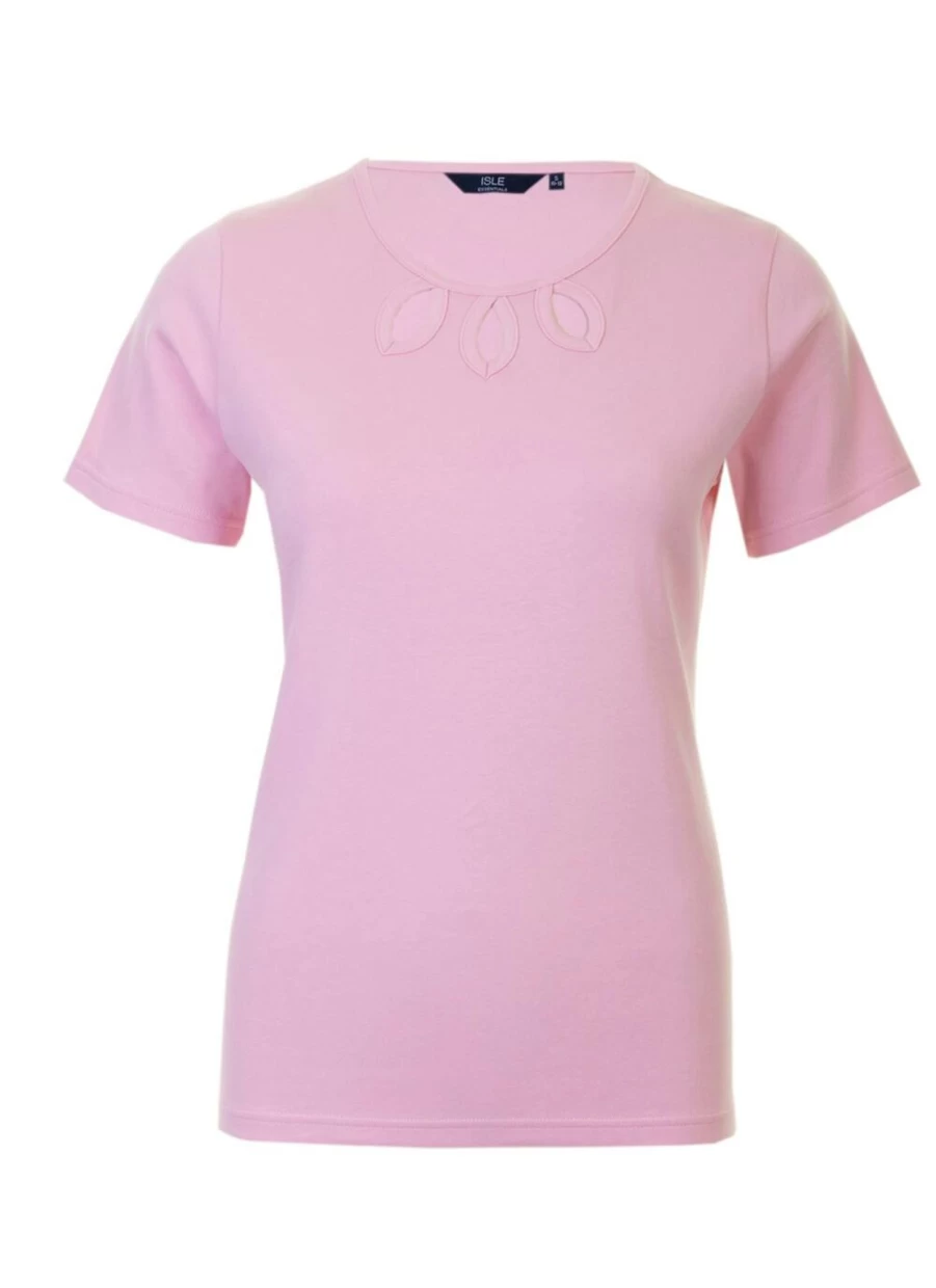 "Isle Women's Keyhole Neckline T-Shirt - Stylish Casual Top"