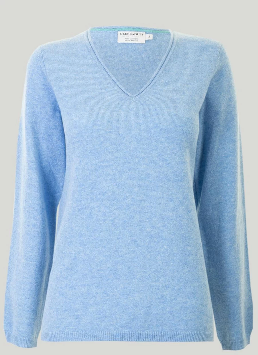 Gleneagles Women's Soft Cashmere V-Neck Jumper | Luxurious Knit Sweater for Women