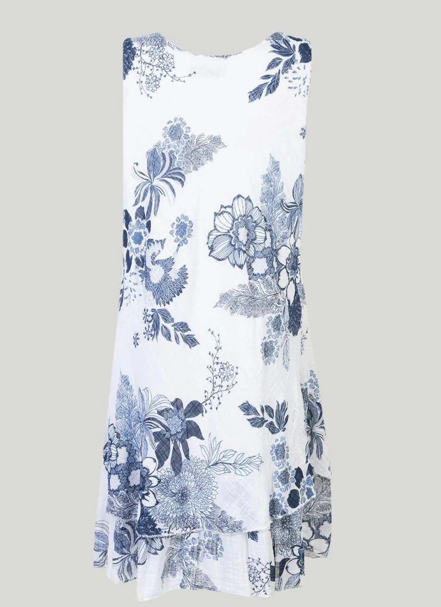 "Sugar Crisp Women's Ivory Floral Print Dress - Elegant Flowy Summer Dress"