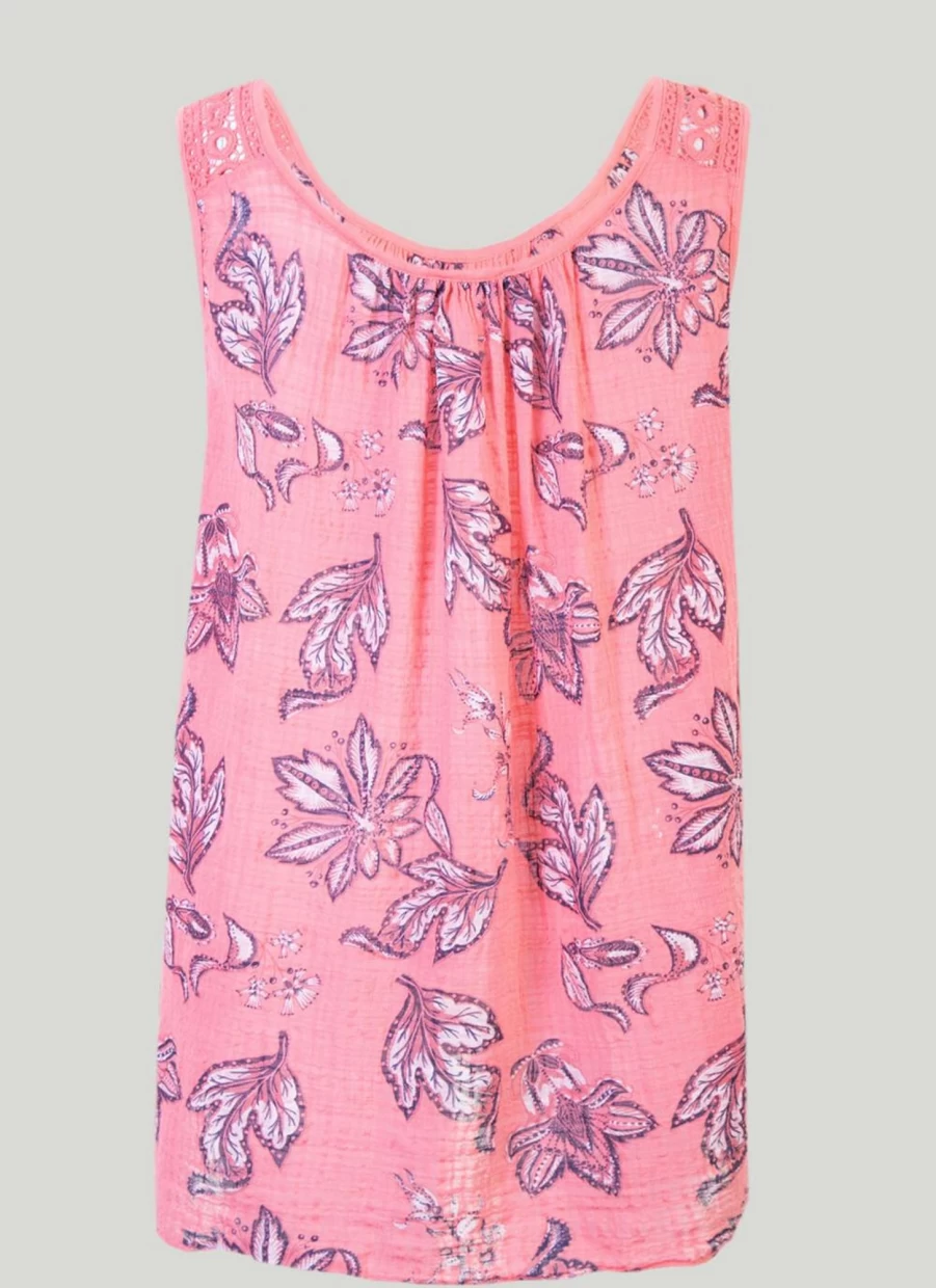 "Sugar Crisp Women's Coral Floral Print Blouse - Stylish Summer Tops"
