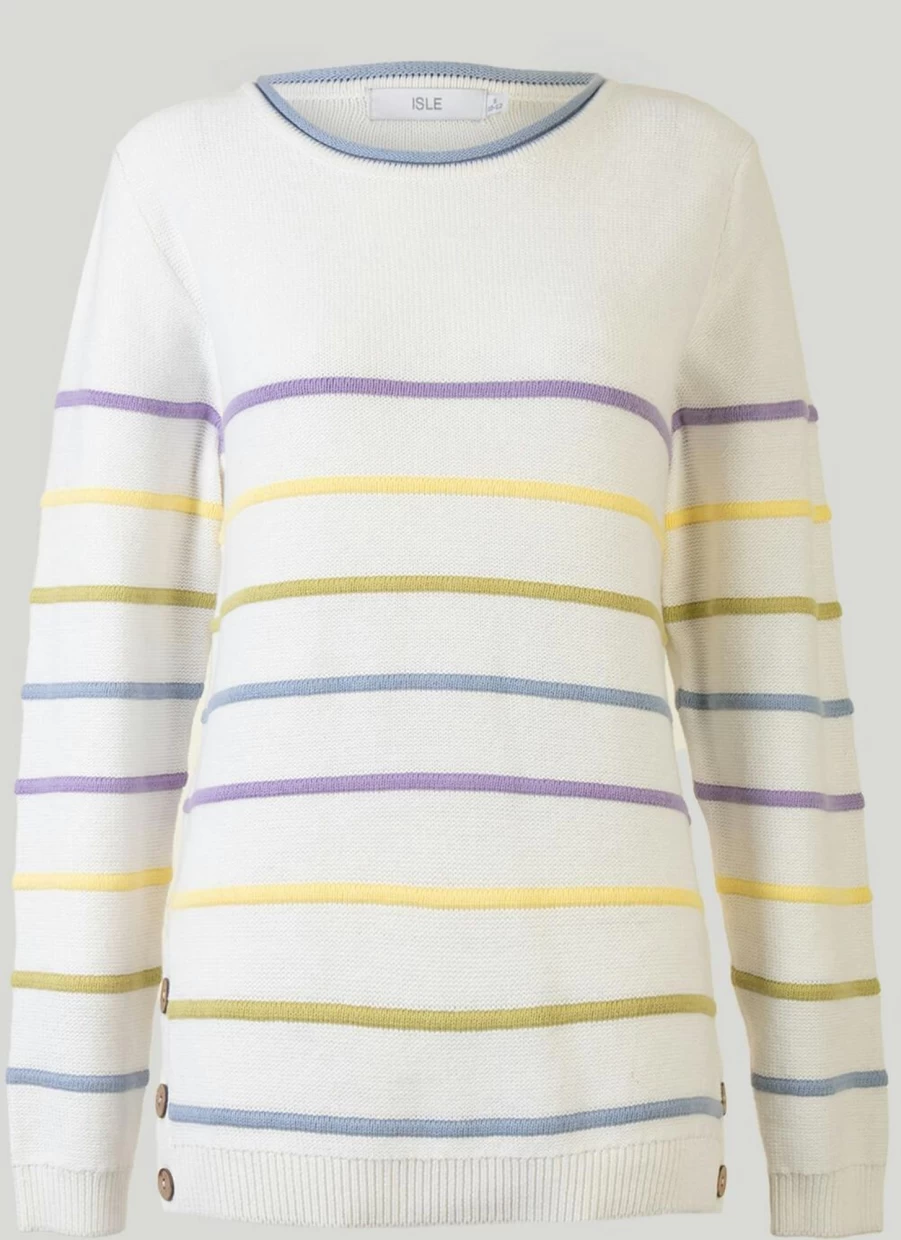 "Isle Women's Cotton Striped Jumper - Casual Comfort Knit Sweater"