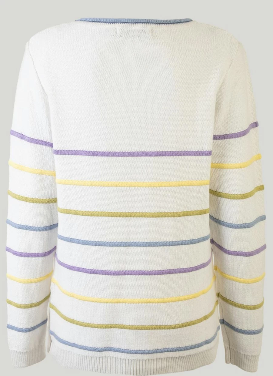 "Isle Women's Cotton Striped Jumper - Casual Comfort Knit Sweater"