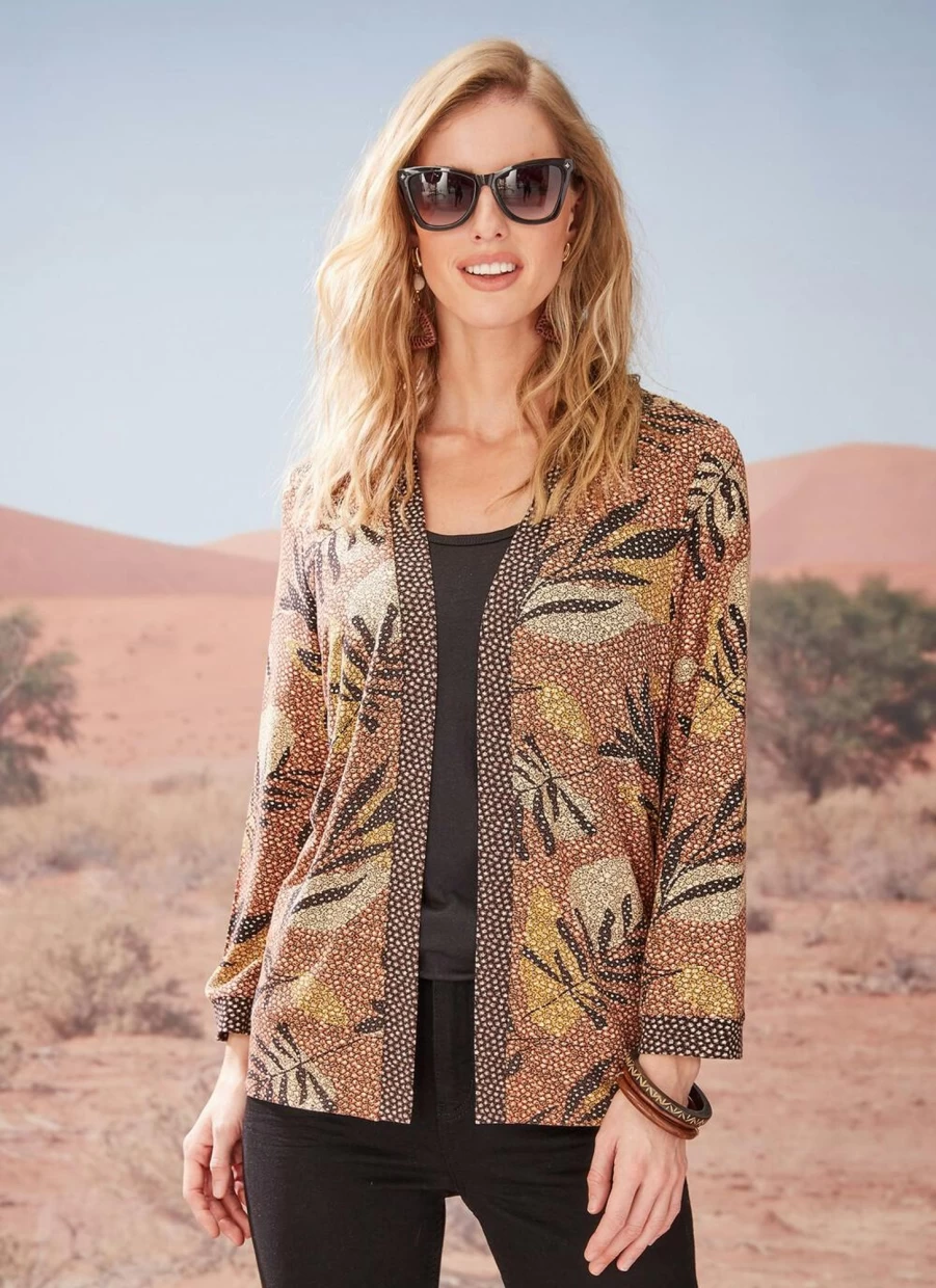 "Isle Women's Terracotta Printed Jersey Top – Stylish Casual Comfort Fit Tee"