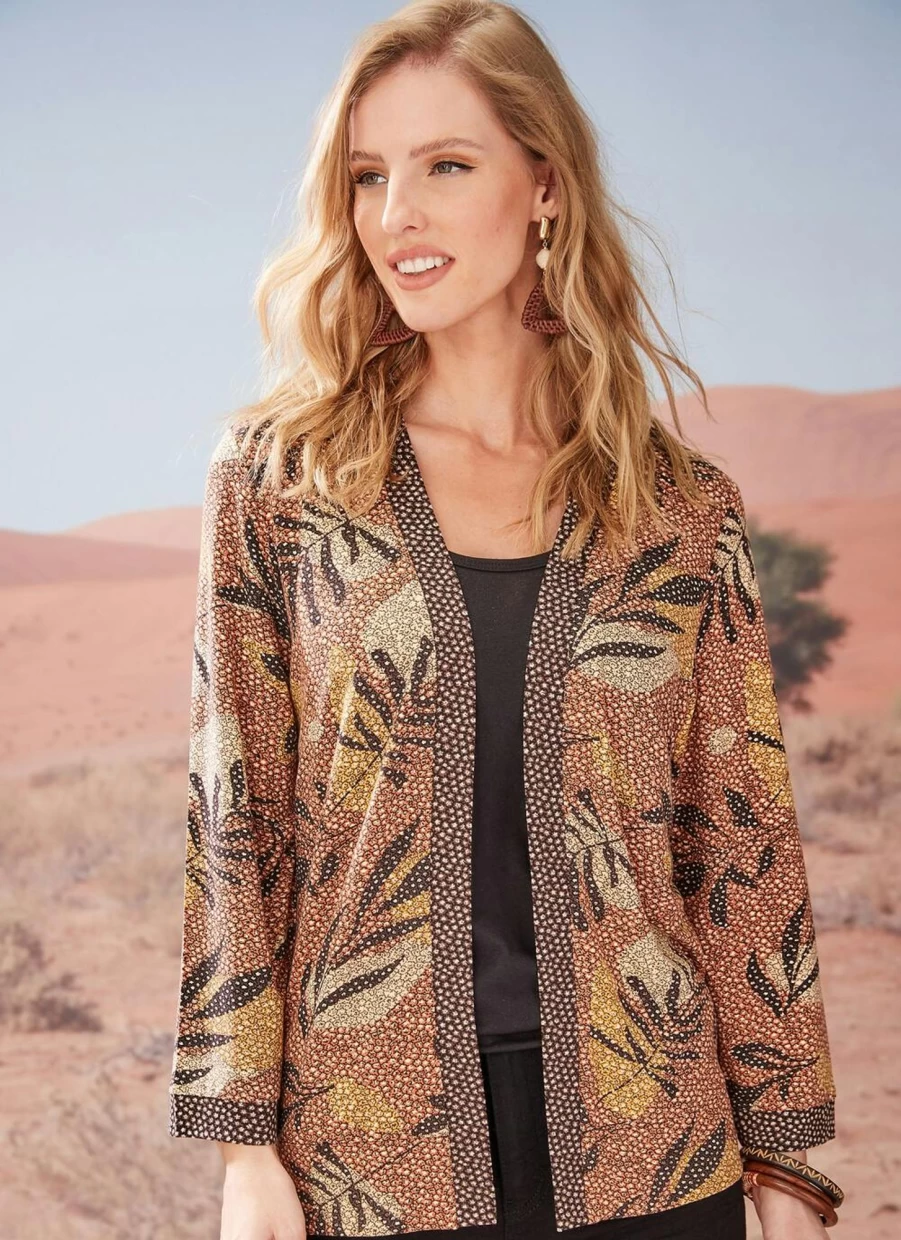 "Isle Women's Terracotta Printed Jersey Top – Stylish Casual Comfort Fit Tee"