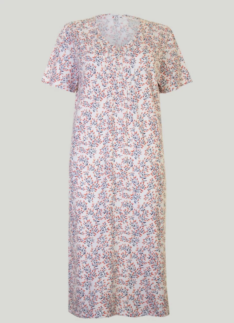 Isle Women's Ivory Print Nightdress - Soft Comfort Sleepwear