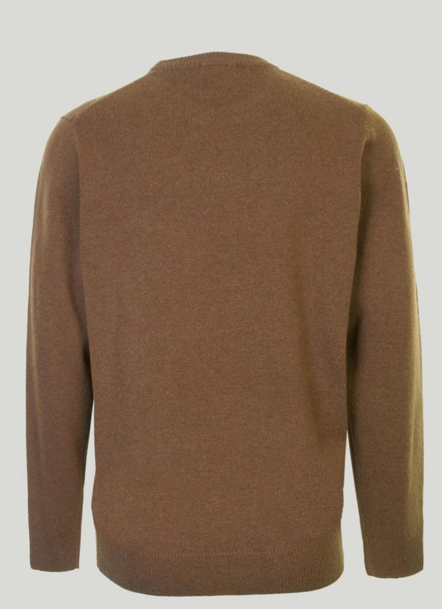 James Pringle Men's Tan Lambswool Crew Neck Jumper - Soft Wool Sweater for Men