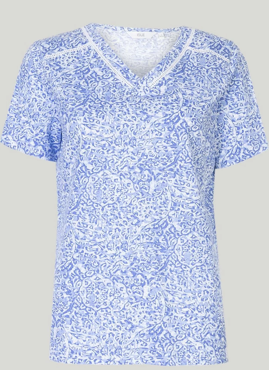 Isle Women's Floral Print V-Neck T-Shirt - Soft Casual Blouse