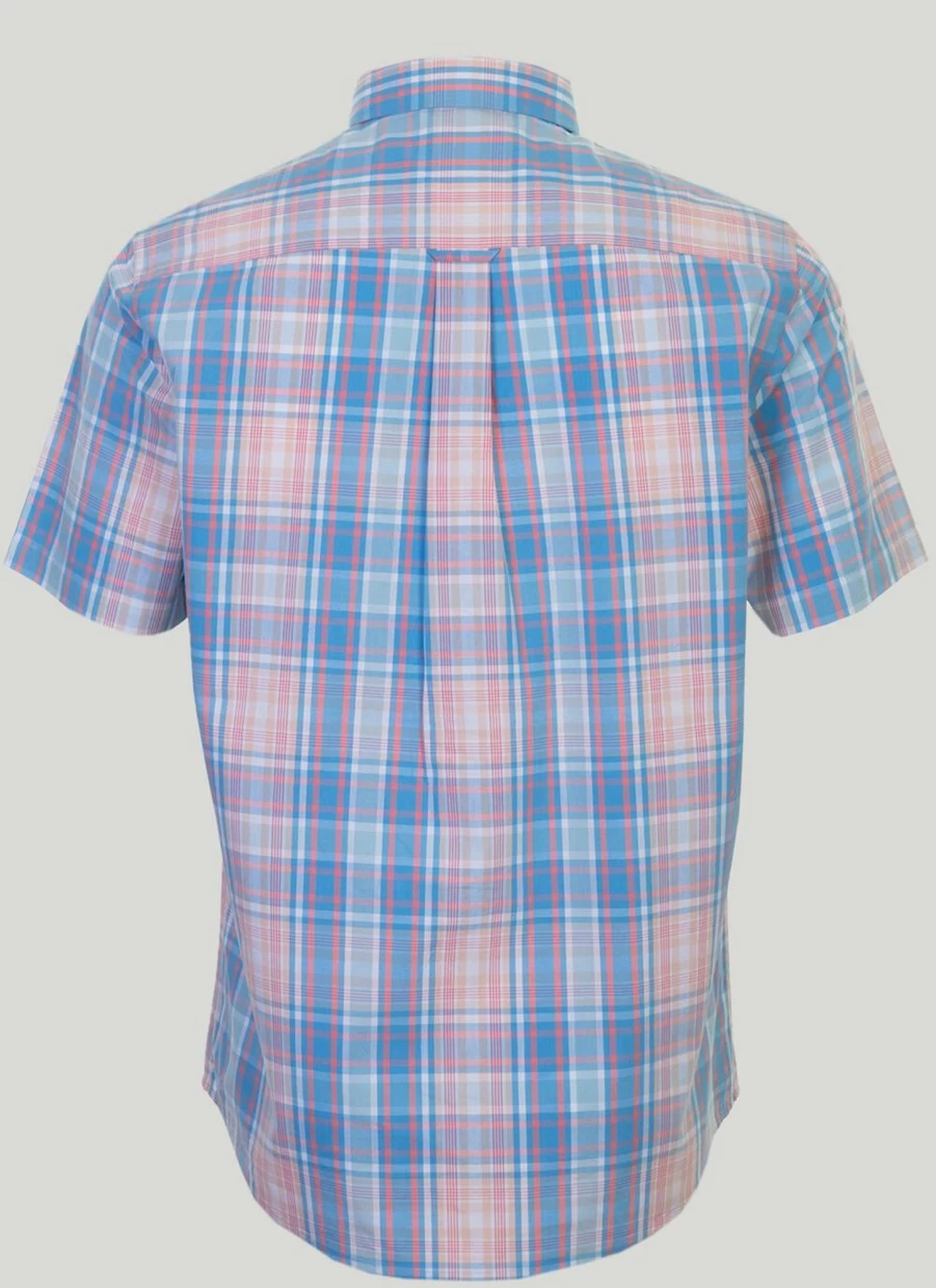 James Pringle Men's Cotton Check Short Sleeve Shirt - Classic Plaid Casual Button-Up Top