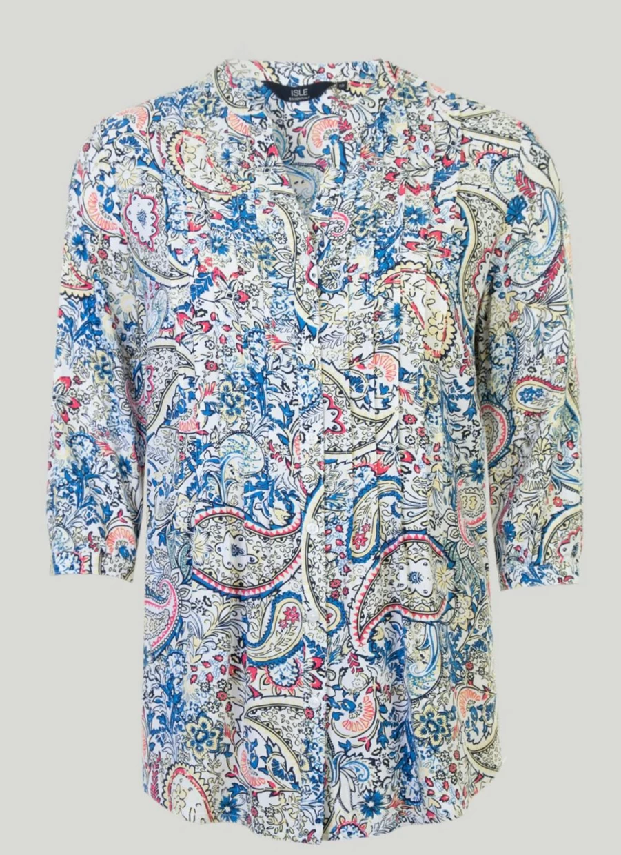 Isle Women's Paisley Printed Blouse - Floral Bohemian Chic Top