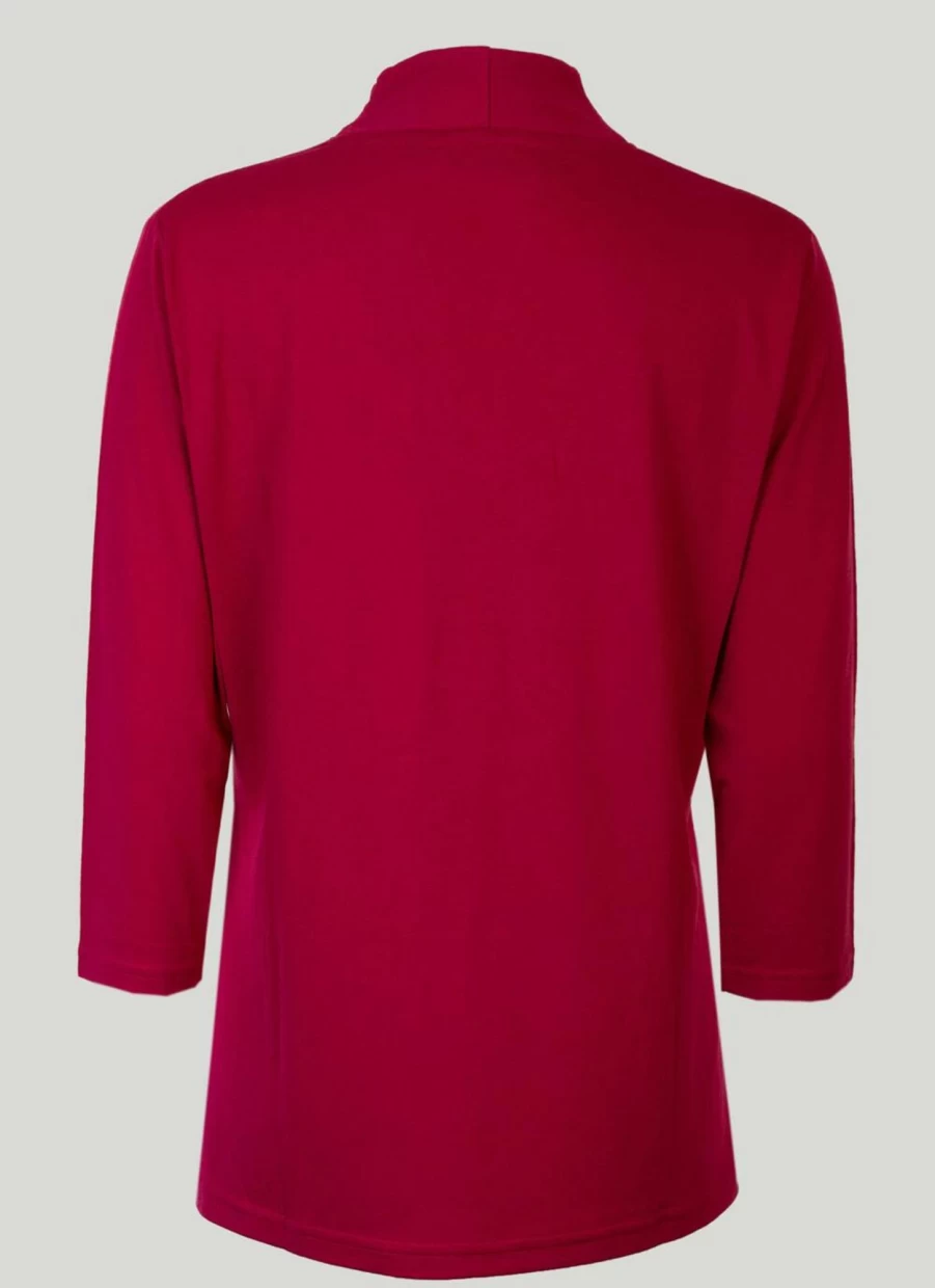 Isle Women's Raspberry Gathered Top - Floral Lace Feminine Blouse