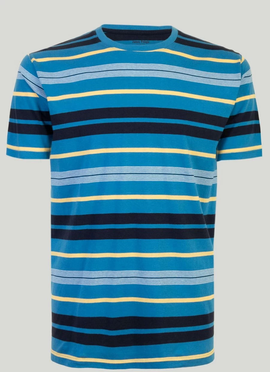 James Pringle Men's Classic Stripe Cotton T-Shirt - Comfortable Casual Tee