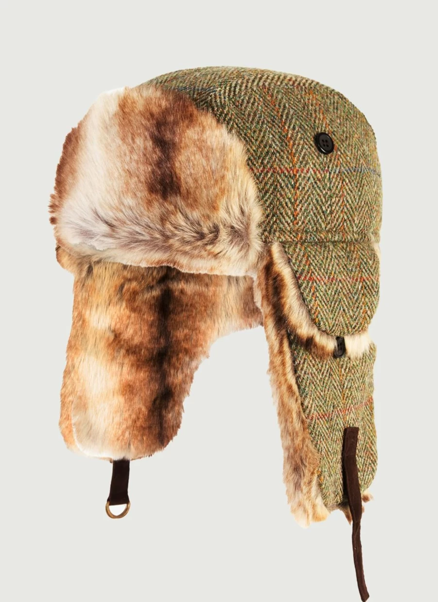 Harris Tweed Trapper Hat for Men - Classic Wool Winter Hat with Ear Flaps