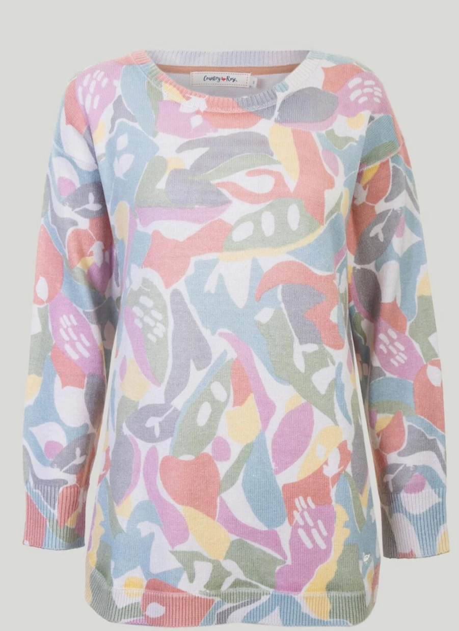 Country Rose Women's Floral Print Knit Jumper - Elegant Feminine Sweater