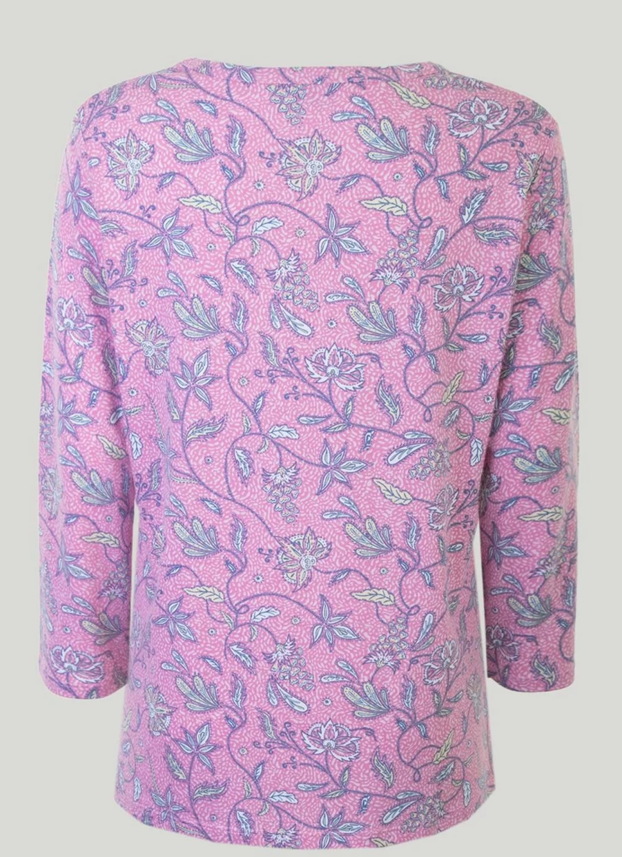 "Isle Women's Pink V-Neck Top - Soft Casual Blouse for Everyday Wear"