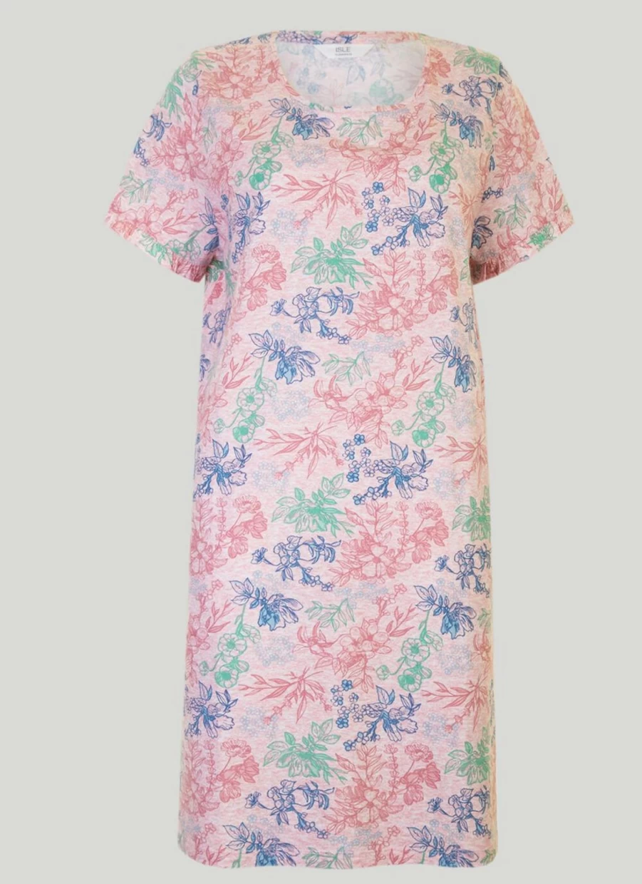 "Isle Women's Pink Print Nightie - Soft Comfort Sleepwear"