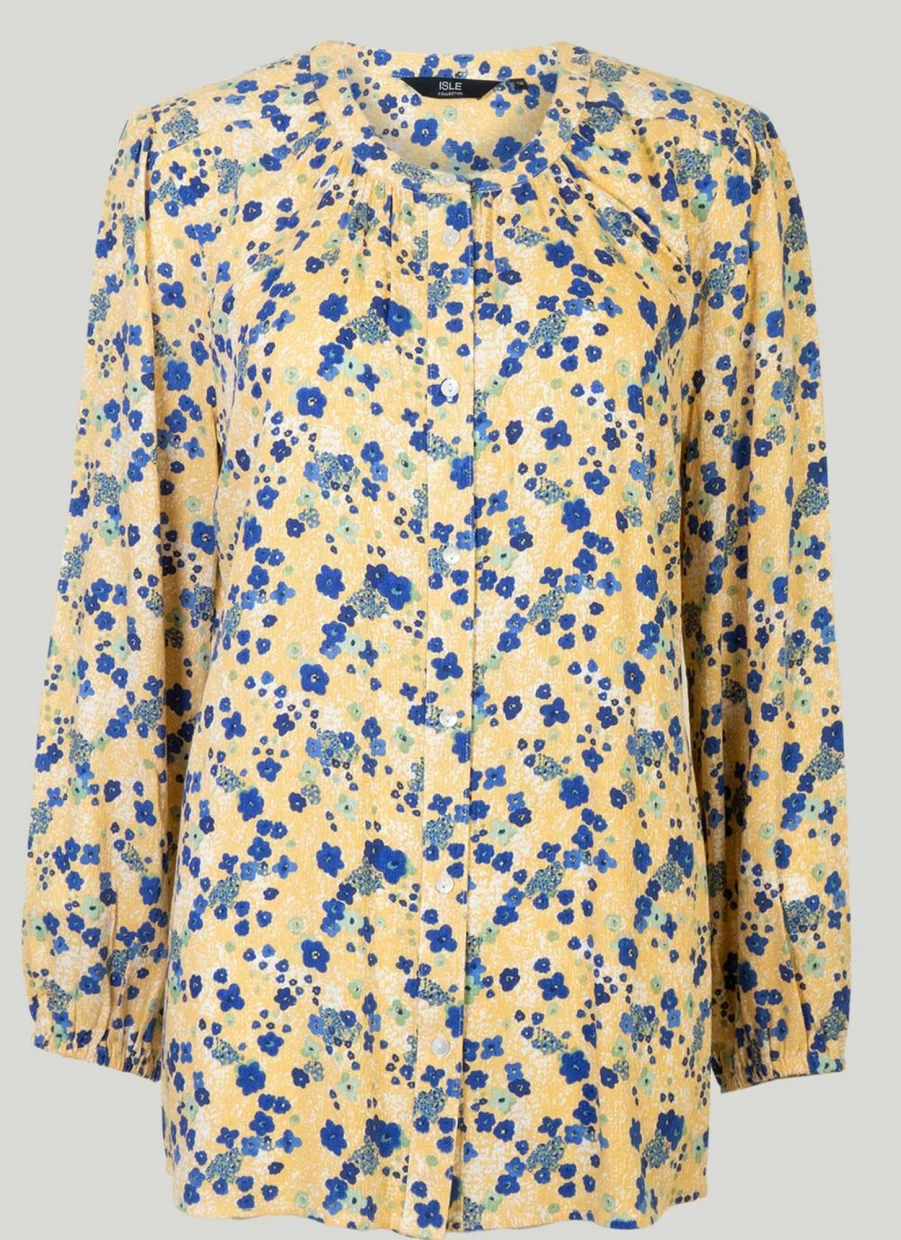Isle Women's Yellow Floral Blouse - Stylish Floral Print Top for Women
