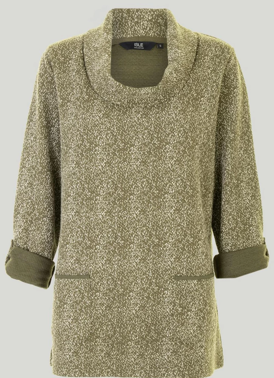 "Isle Women's Textured Cowl Neck Top - Soft Knit Pullover Sweater"