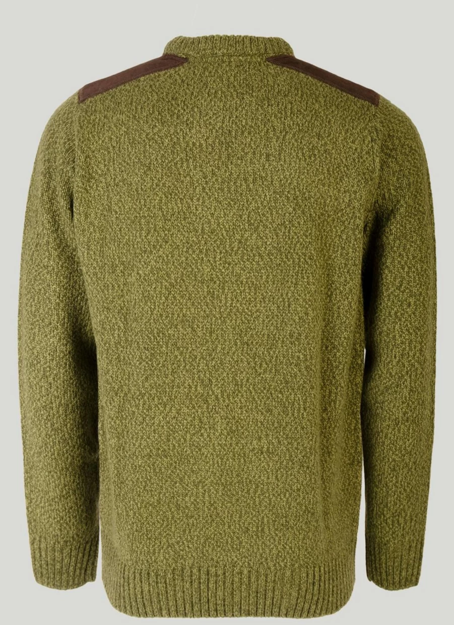 PG Field Men's Suede-Trimmed Crew Neck Jumper - Soft Knit Sweater for Casual Wear