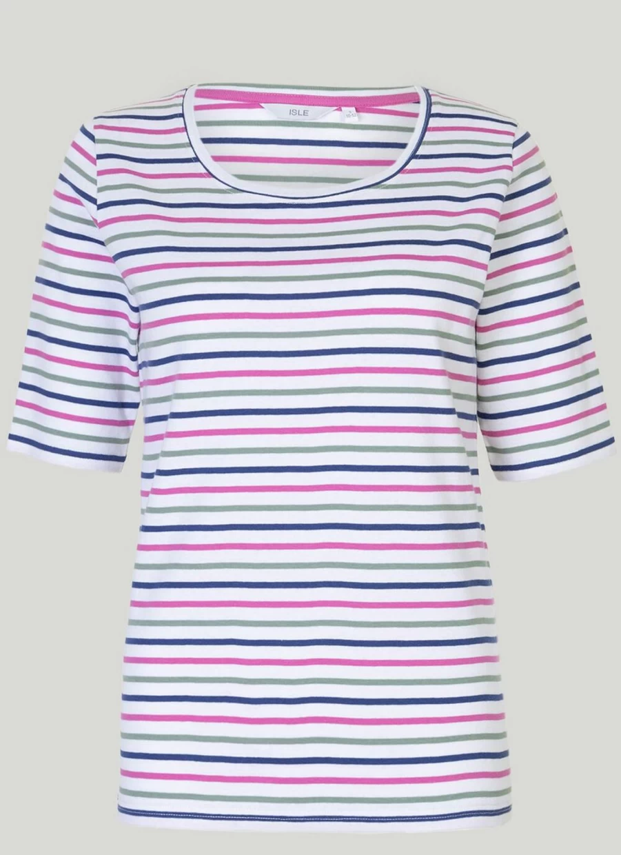 "Isle Women's Stripe T-Shirt: Classic Fit, Comfortable Cotton Top"