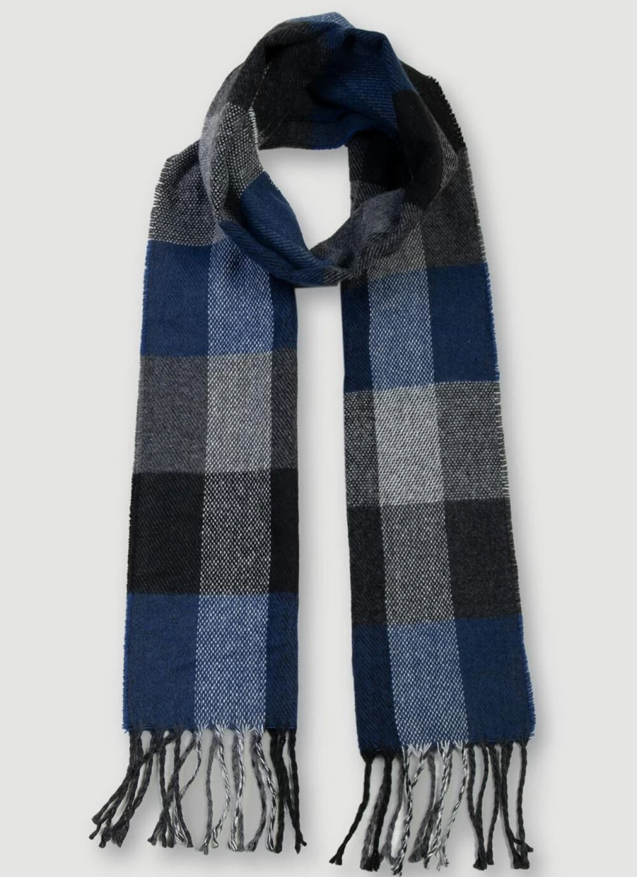 James Pringle Men's Classic Check Scarf - Premium Tartan Wool Winter Accessory