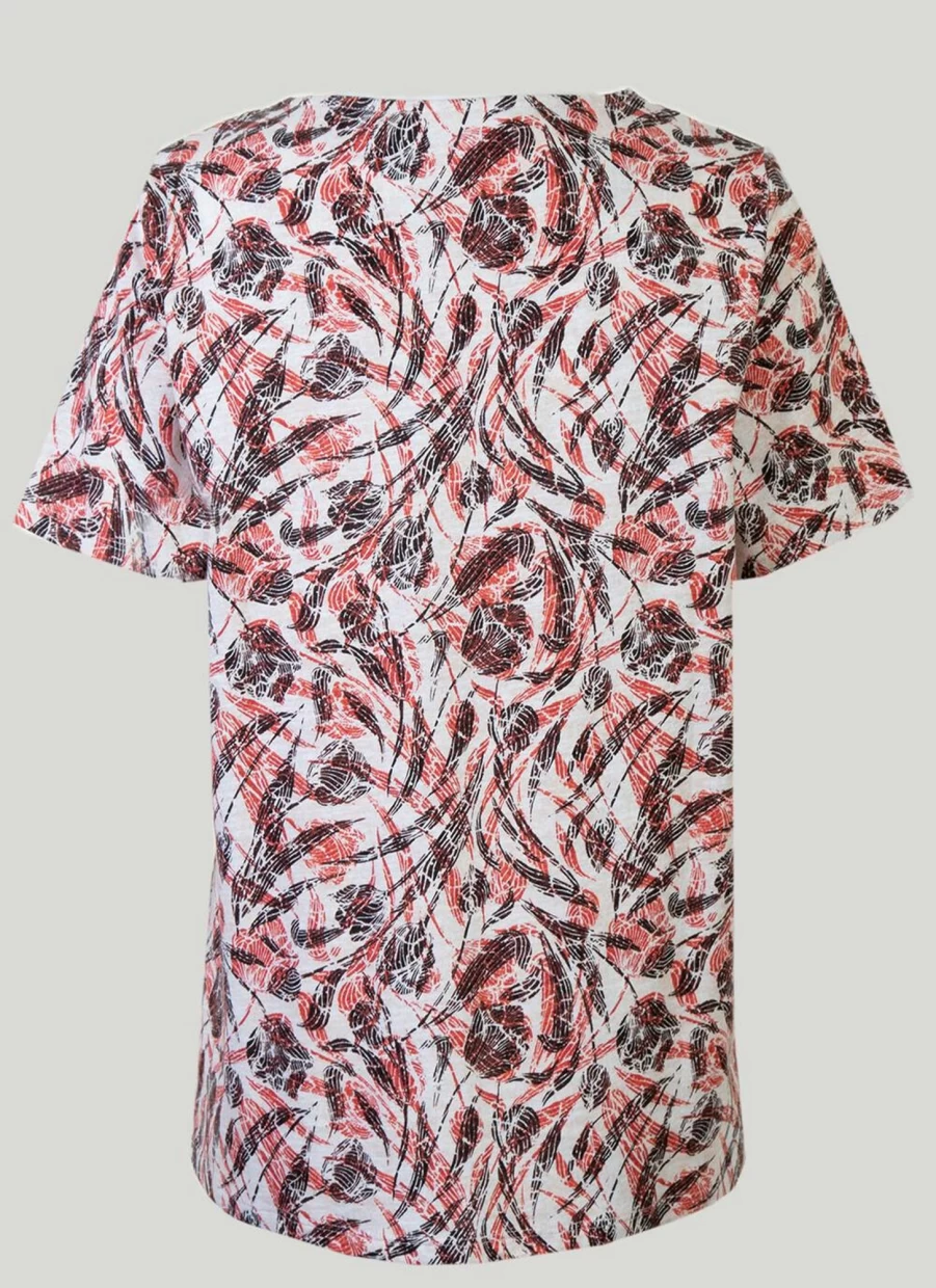 Isle Women's Vintage Print V-Neck T-Shirt - Soft Cotton Casual Tee