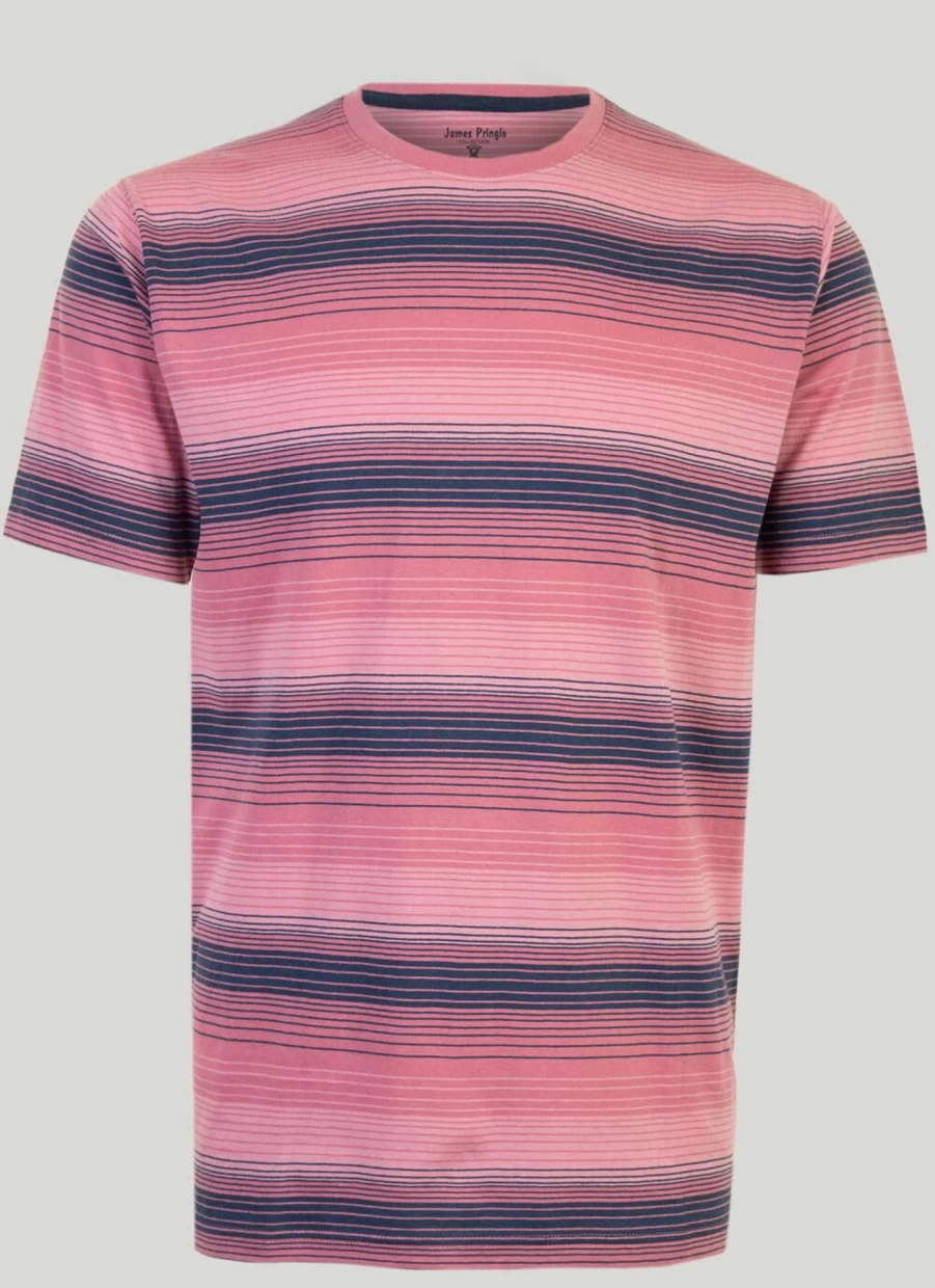 James Pringle Men's Ombre Stripe T-Shirt - Stylish Gradient Striped Casual Tee