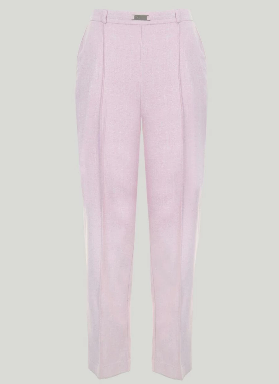Honor Millburn Women's Pink Classic High-Waisted Trousers - Elegant Comfort Fit for Casual & Office Wear