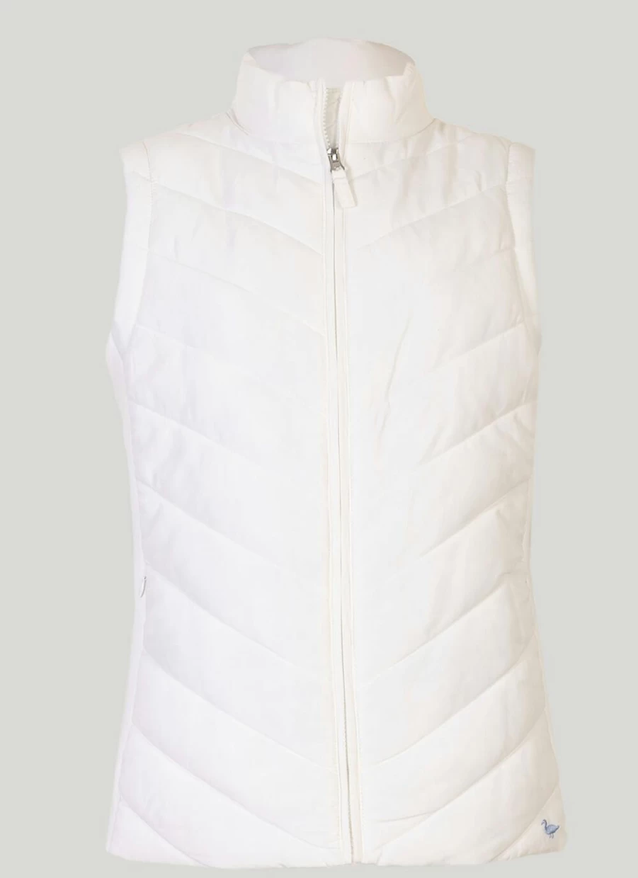 Country Rose Women's Ivory Quilted Padded Gilet - Warm Winter Vest