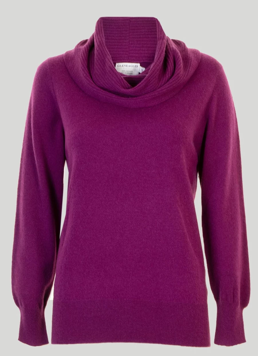 Gleneagles Women's Cashmere Cowl Neck Sweater Soft Luxury Knit Pullover