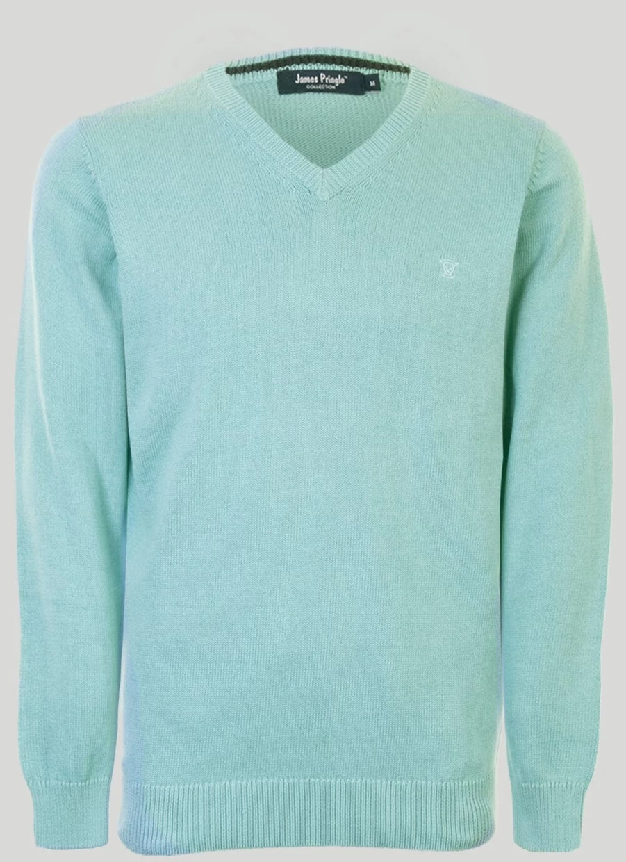 James Pringle Men's Cotton V-Neck Jumper - Soft Casual Knit Sweater