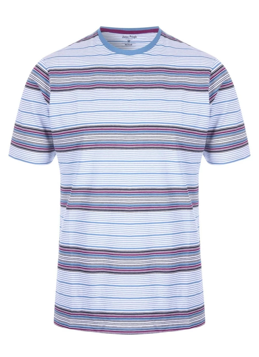 James Pringle Men's Stripe T-Shirt - Classic Cotton Casual Tee for Everyday Wear