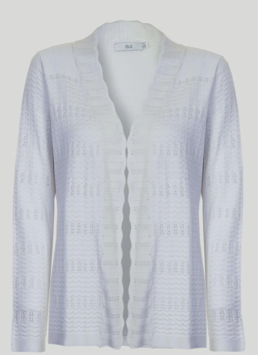 "Isle Women's Scallop Edge Cardigan – Soft Knit Lace Trim Sweater"