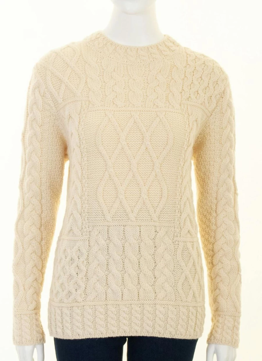 Artisan Knitwear Women's Ecru Wool Turtleneck Sweater - Soft Winter Pullover