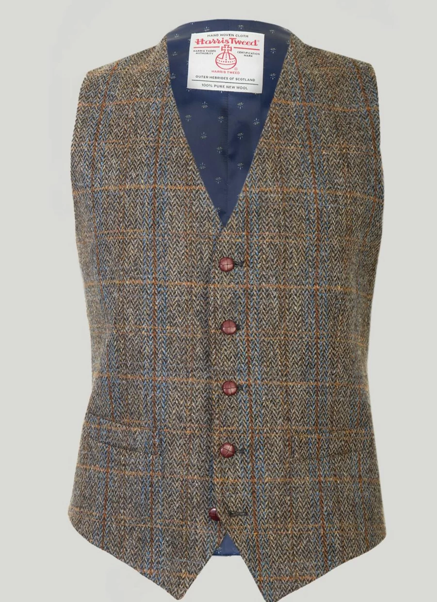 Men's Harris Tweed Bute Waistcoat - Classic British Vest for Formal & Casual Wear