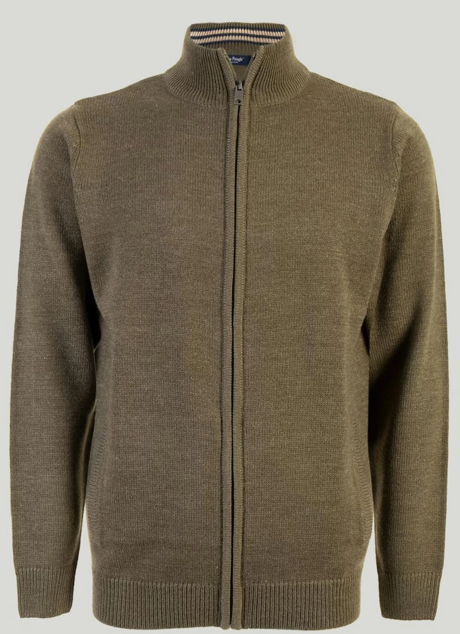 James Pringle Men's Zip Thru Cardigan - Lightweight Knit Sweater with Full-Zip Front