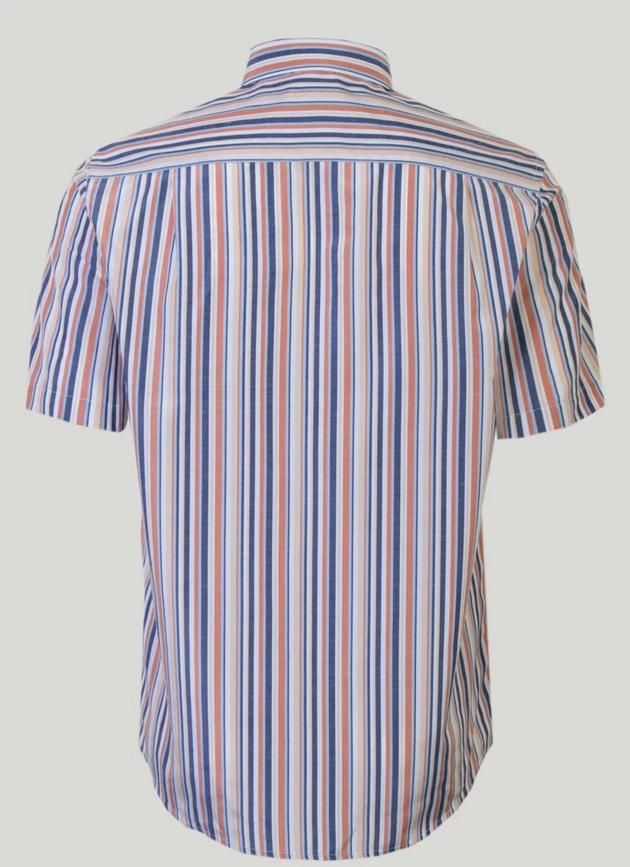 James Pringle Men's Stripe Short Sleeve Casual Shirt - Classic Fit Summer Top
